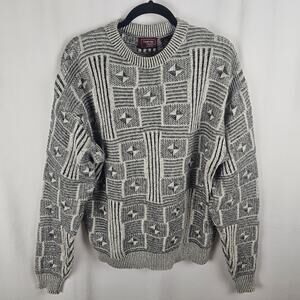 Vintage 90s Cambridge Classics 3D Geometric Knit Sweater Men's L  Women'S XL USA